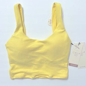 CALIA Xsmall double scoop swim top medium support  golden wheat yellow